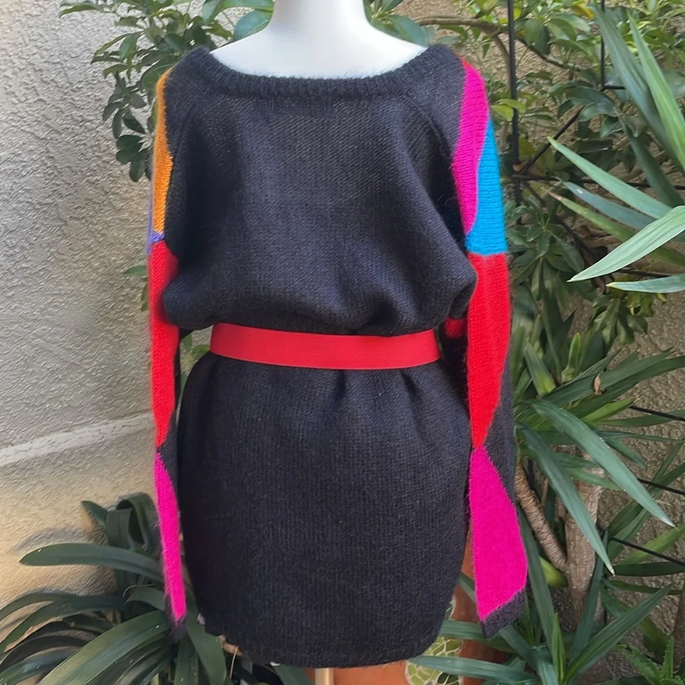 Vintage bright red Dolce & Gabbana stretchy wide belt with large unique buckle
